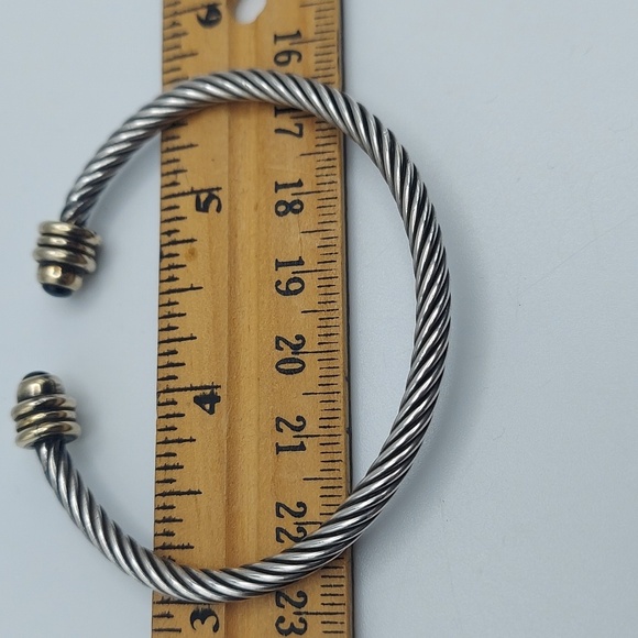 Minimalist SS 925 Cable Cuff Bracelet w/Glass Ends. GC&Current. - Picture 2 of 13